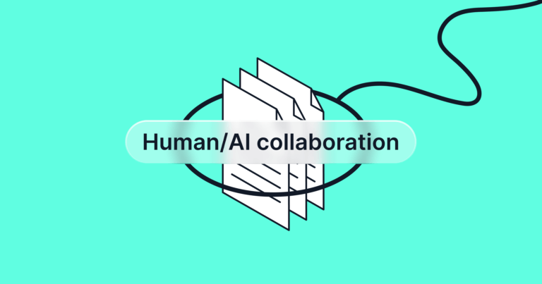 A lasso wrangling the text "Human/AI collaboration"