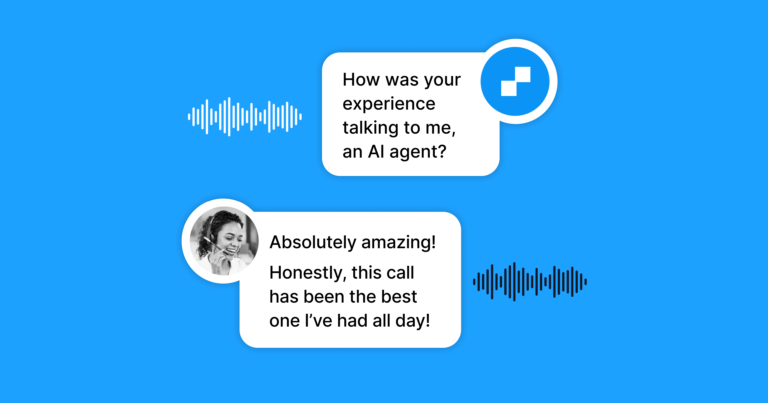 An image representing the Infinitus digital assistant asking a human agent how their experience was. The human agent responds, "Absolutely amazing! Honestly, this call has been the best one I've had all day!
