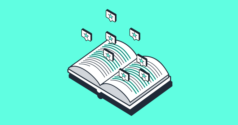 A graphic image of a dictionary with bookmarks signifying key terms.
