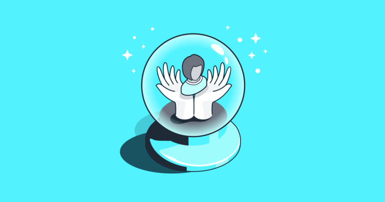 An illustration depicting a crystal ball, with a patient at its center.