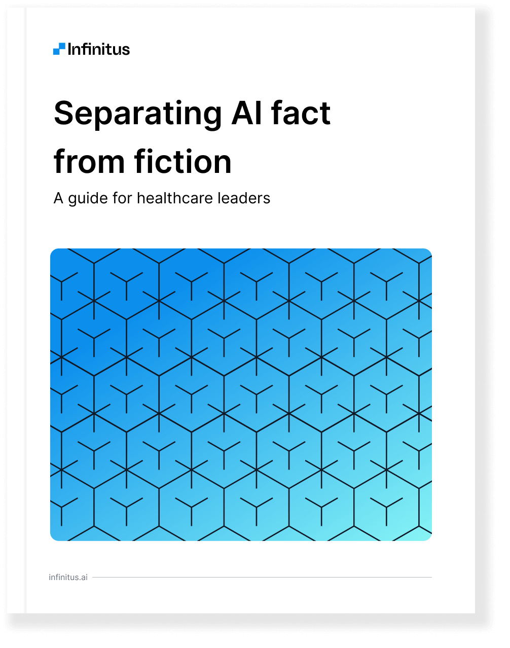 An image with the cover of the eBook: Separating AI Fact From Fiction, a Guide for Healthcare Leaders