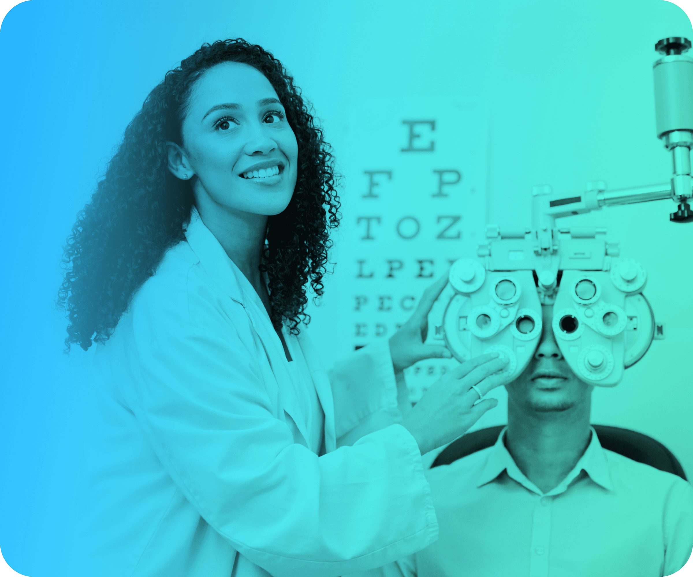 An optometrist performing an exam on a patient