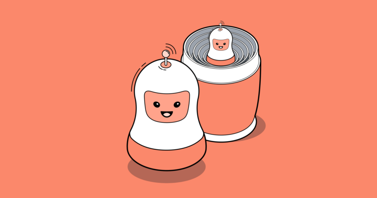 An illustration of nesting dolls, depicted as an analogy for the relationship between chatbots and conversational AI.