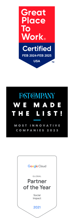 Infinitus has received awards for Great Place to Work, Fast Company's Most Innovative Companies, and Google Cloud Global Partner of the Year