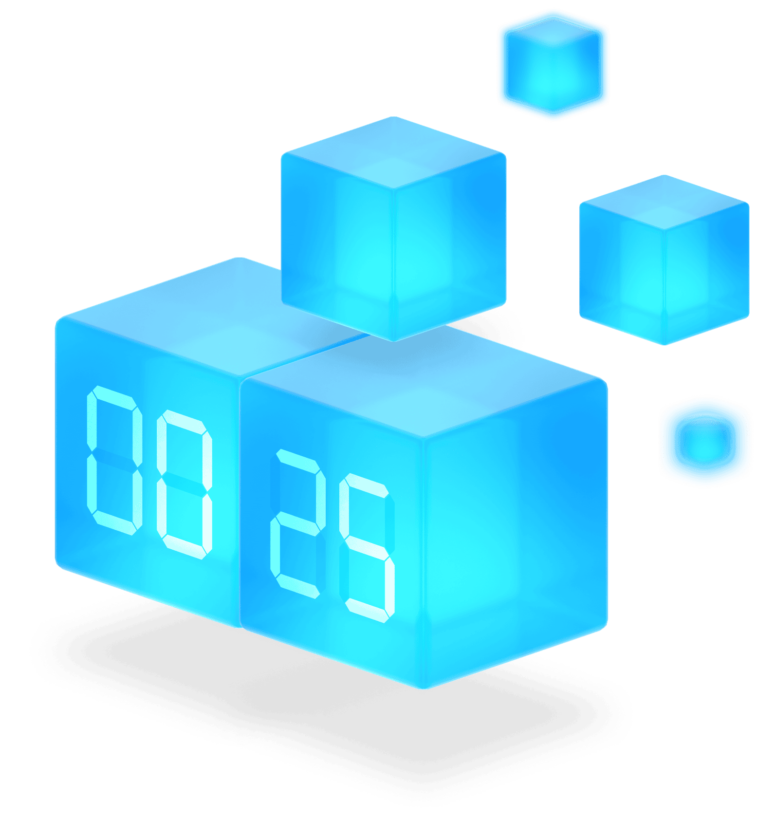 2 Infinitus cubes as a digital clock floating over a white background