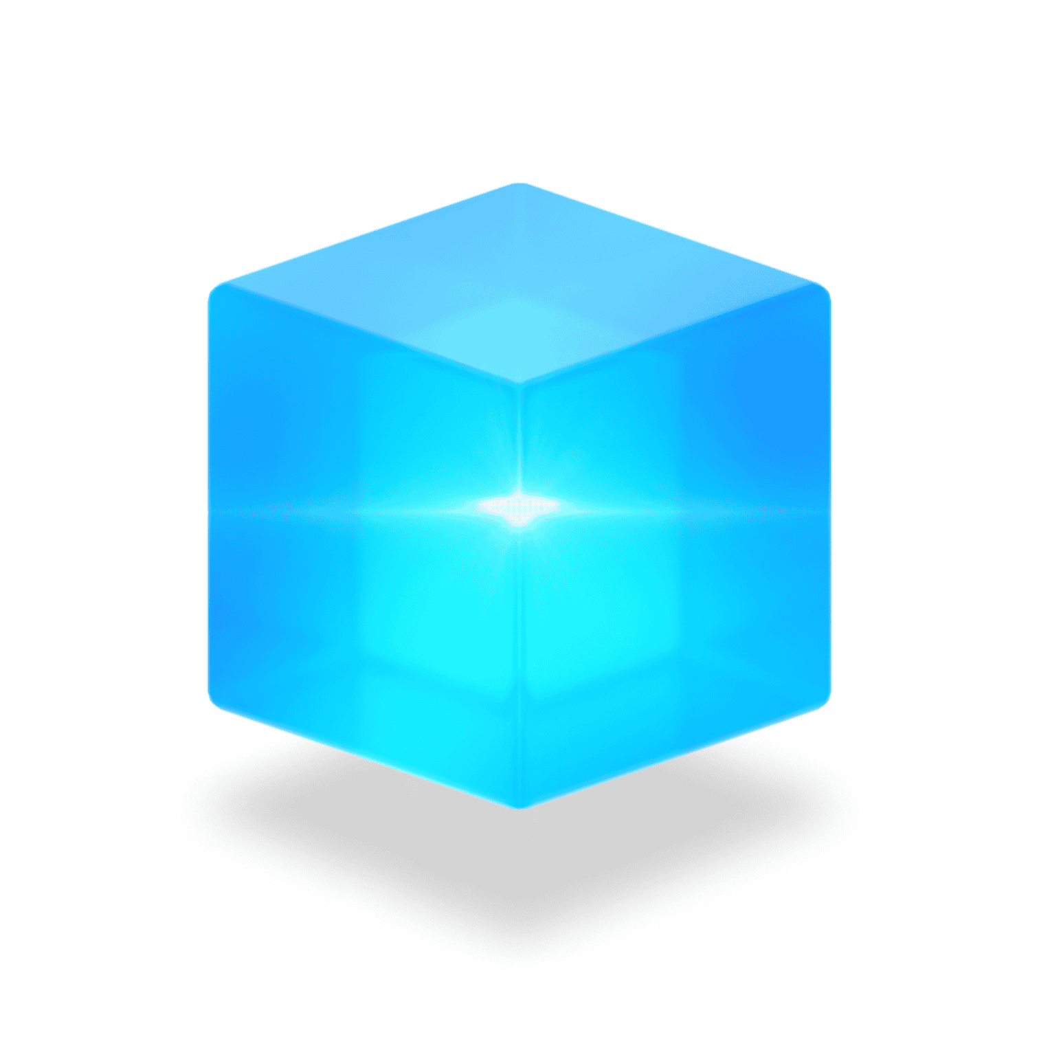 image of a floating translucent illuminated blue cube
