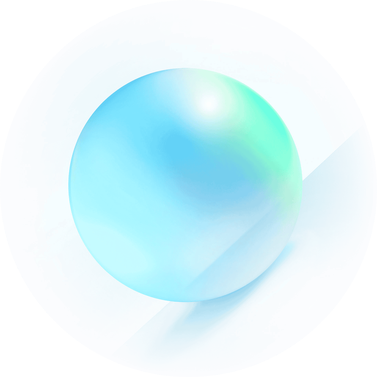 blue translucent sphere rolling up hill like Sisyphus' boulder.