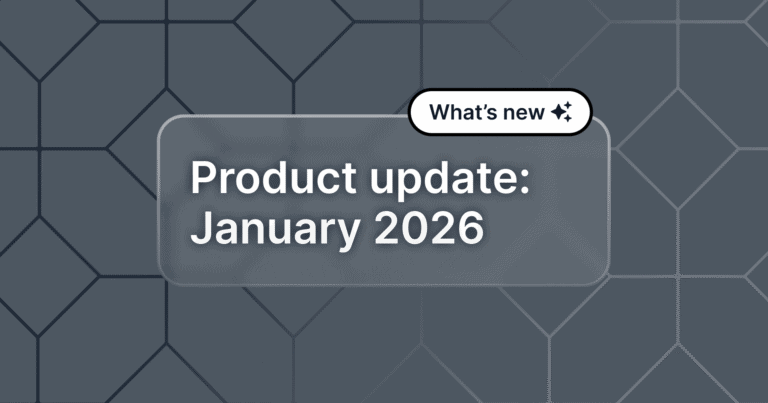 "Product update: January 2026" appears on a gray textured background.